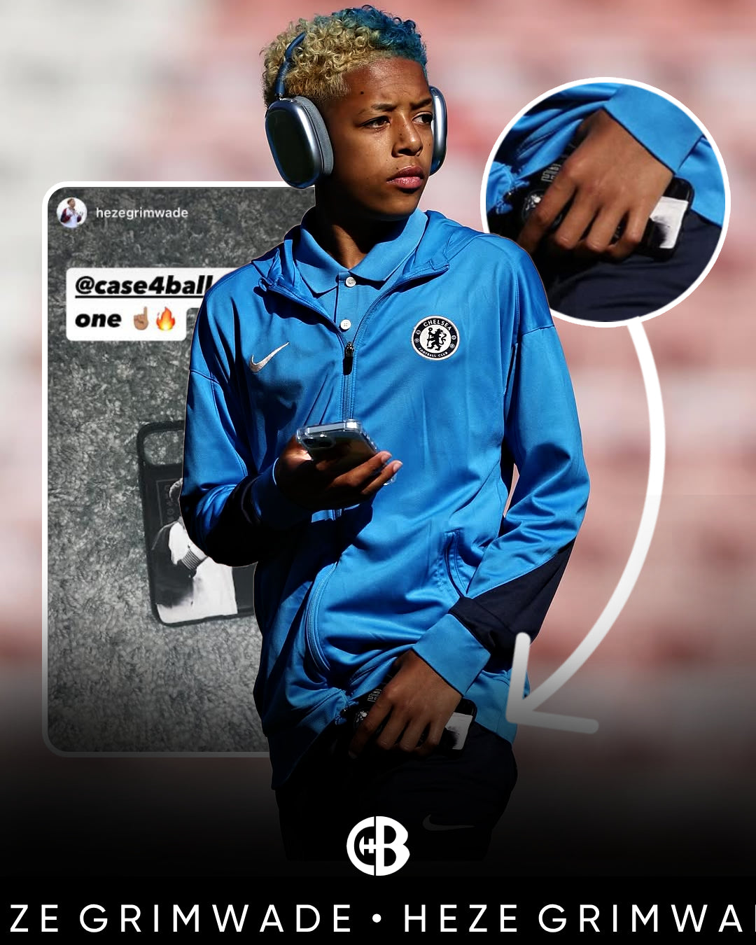 Heze Grimwade holding his custom England International Design football personalised phone case made by Case4Ball.